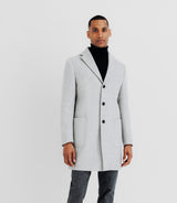 Wool coat with gray buttons