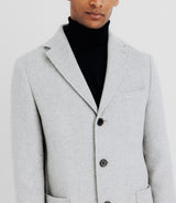 Wool coat with gray buttons