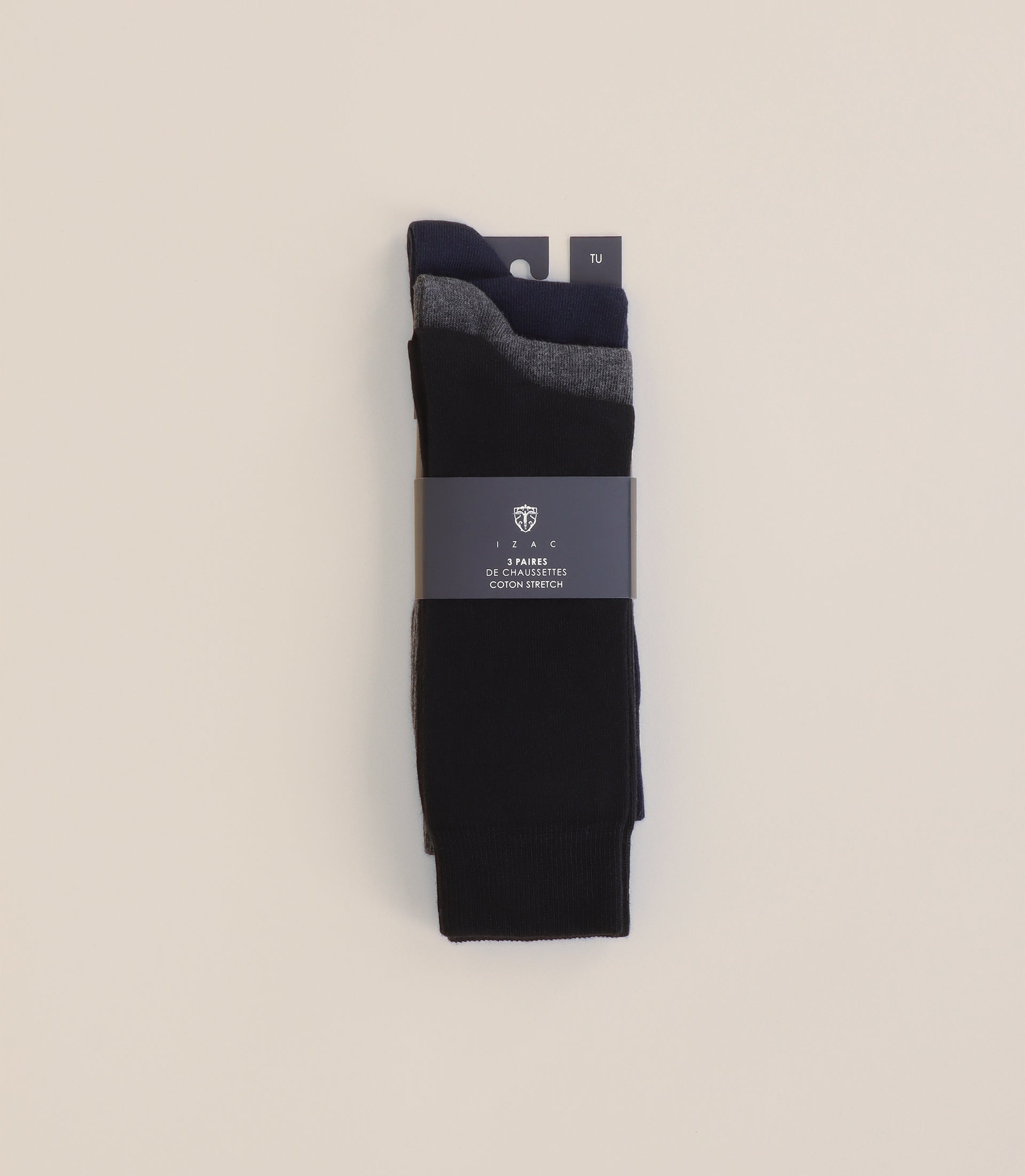 Pack de 3 chaussettes unies noir - IZAC