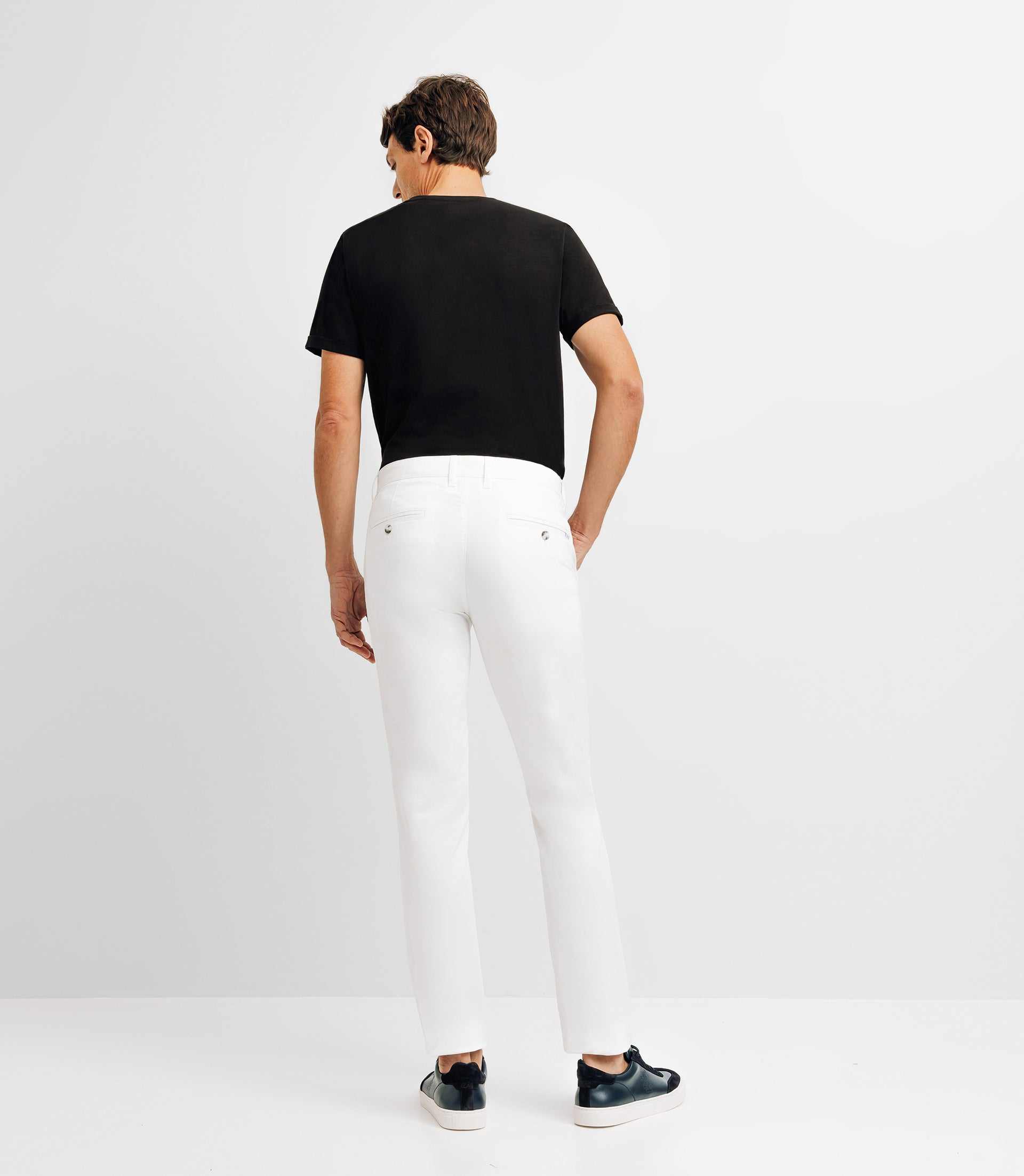 White stretch casual pants