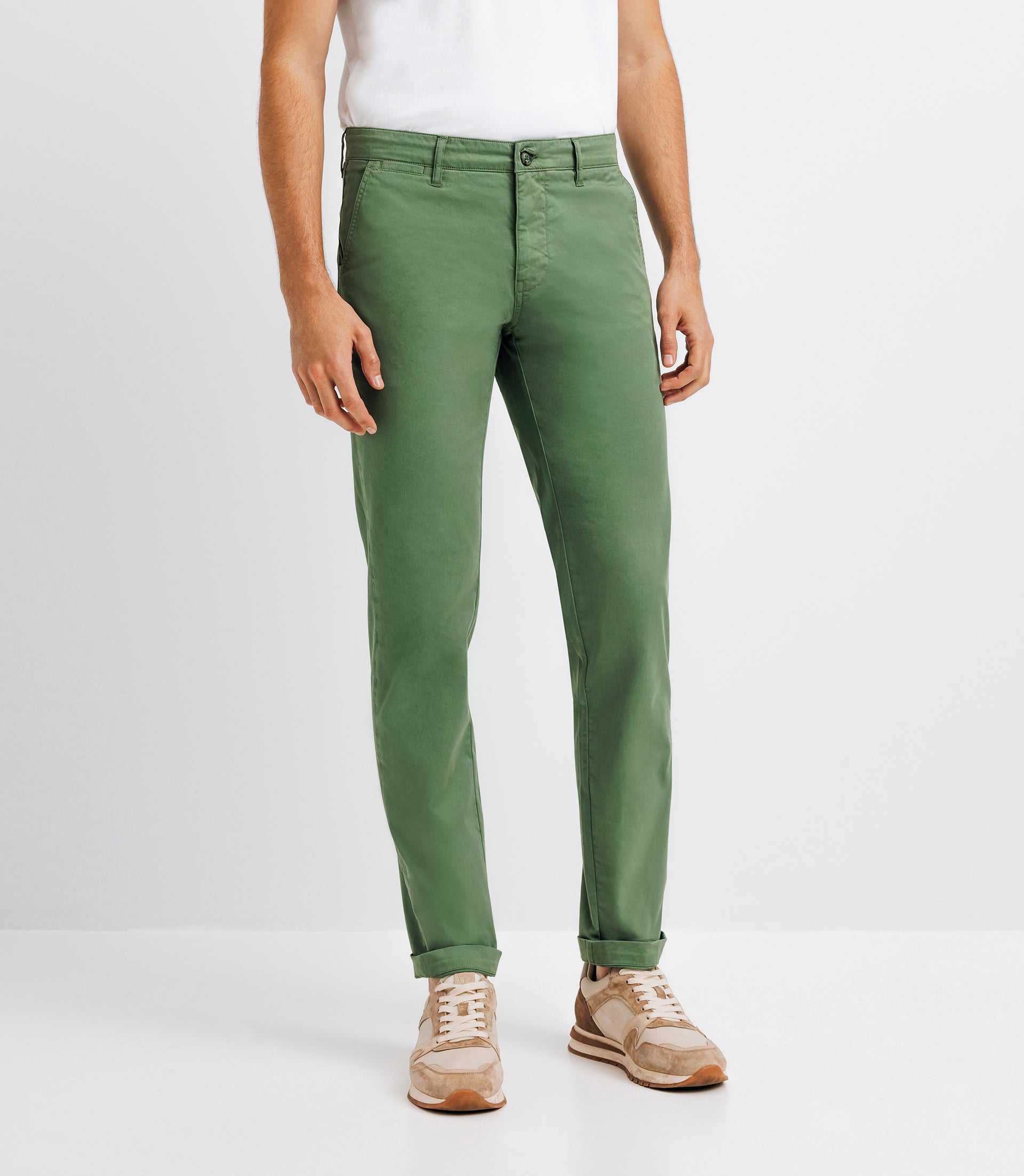 Green stretch casual pants