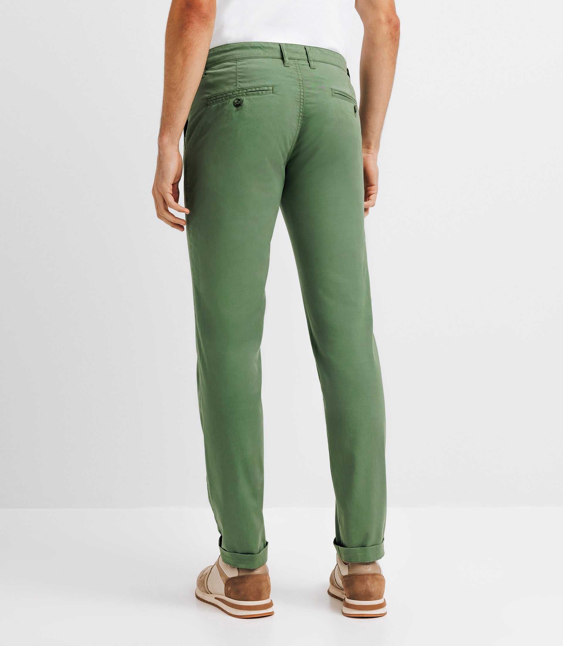 Green stretch casual pants