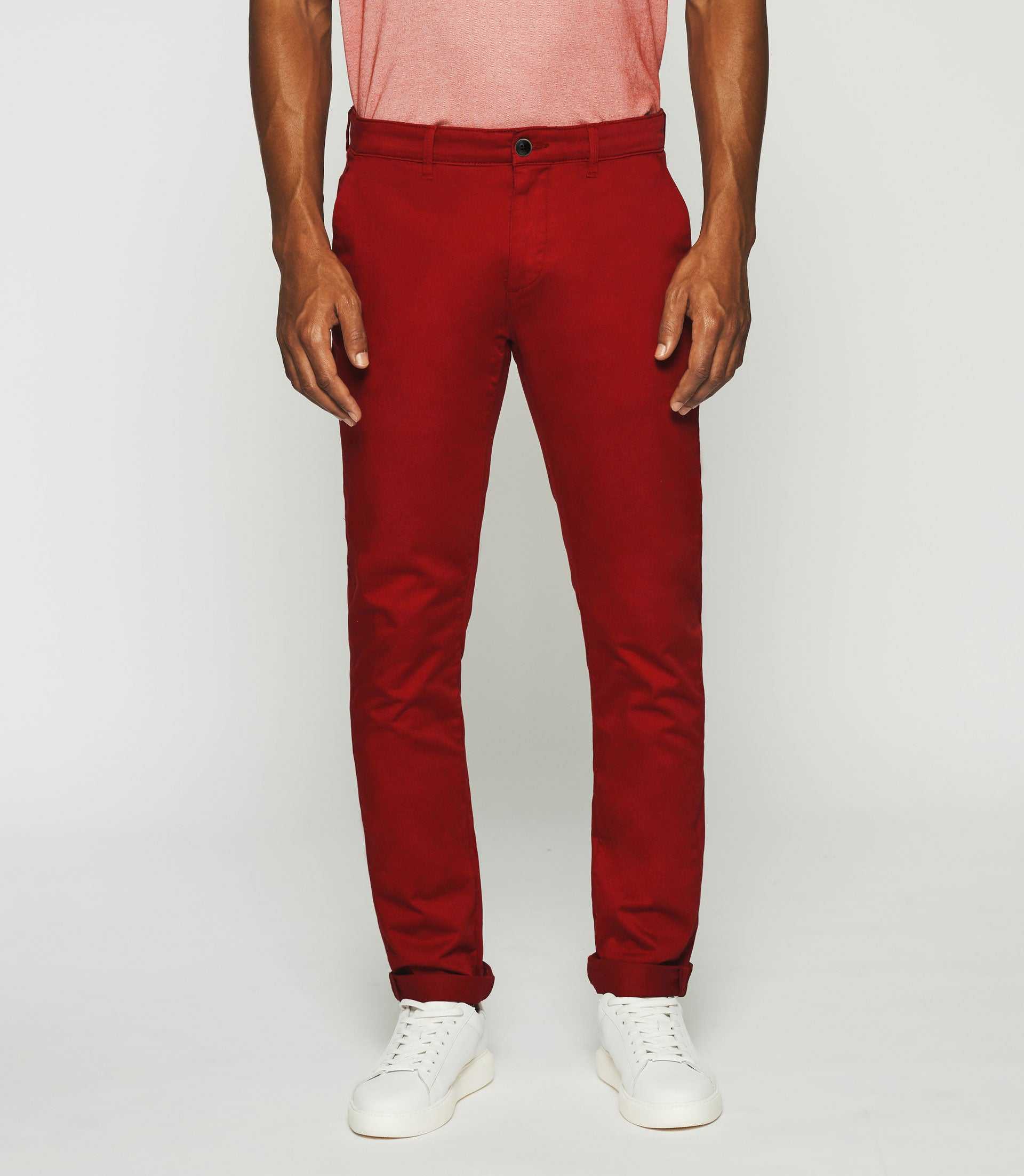 Roter Satin Chino