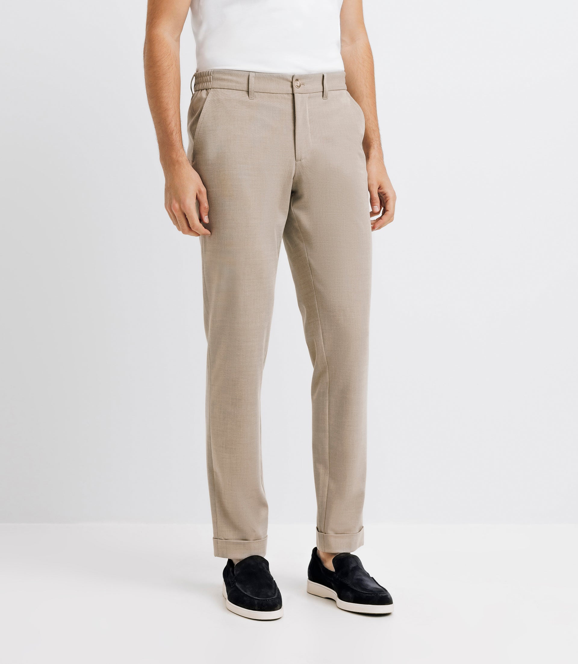 Beige elastic size chino pants