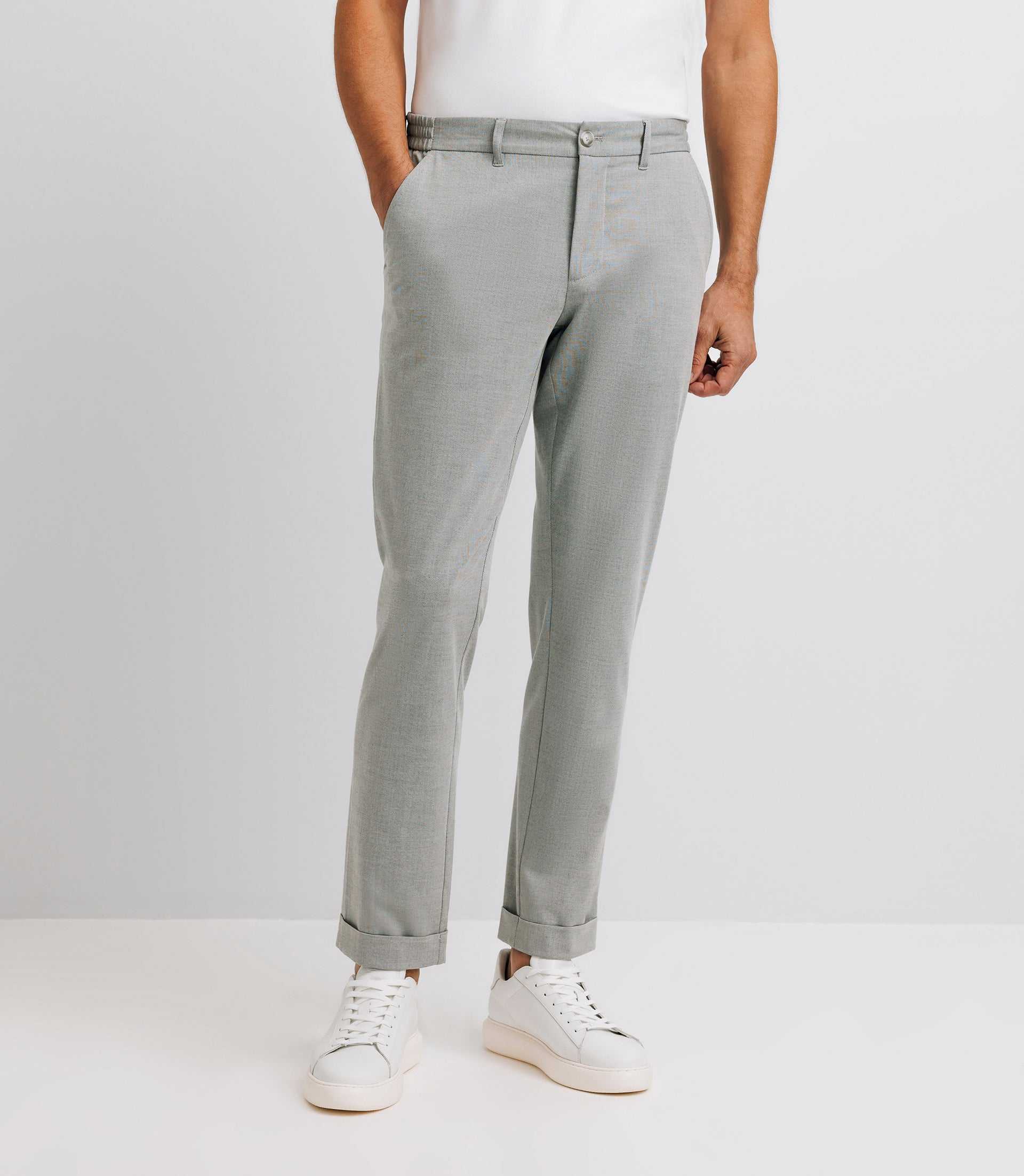 Pantalon chino taille élastique gris