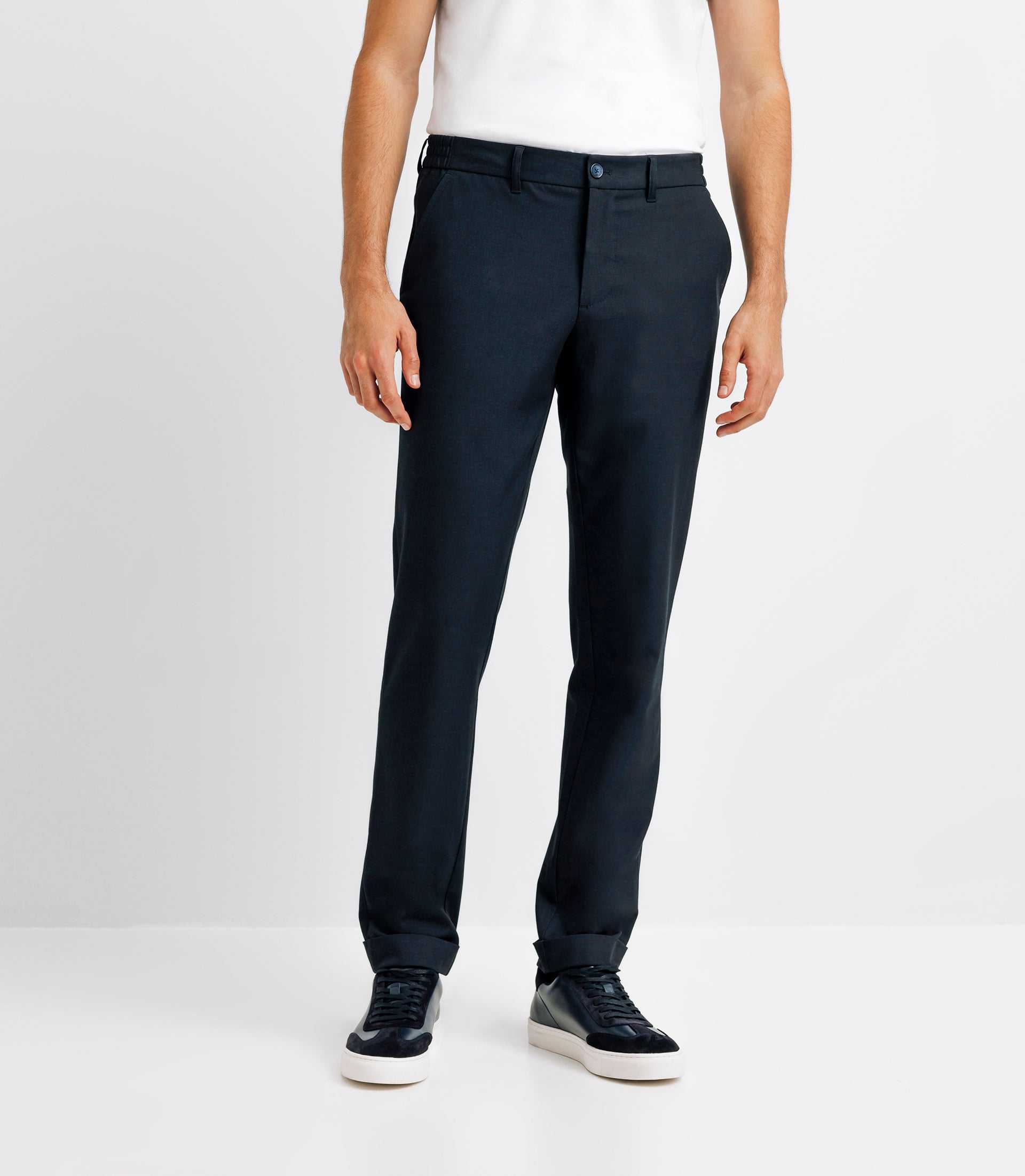 Pantalon chino taille élastique marine