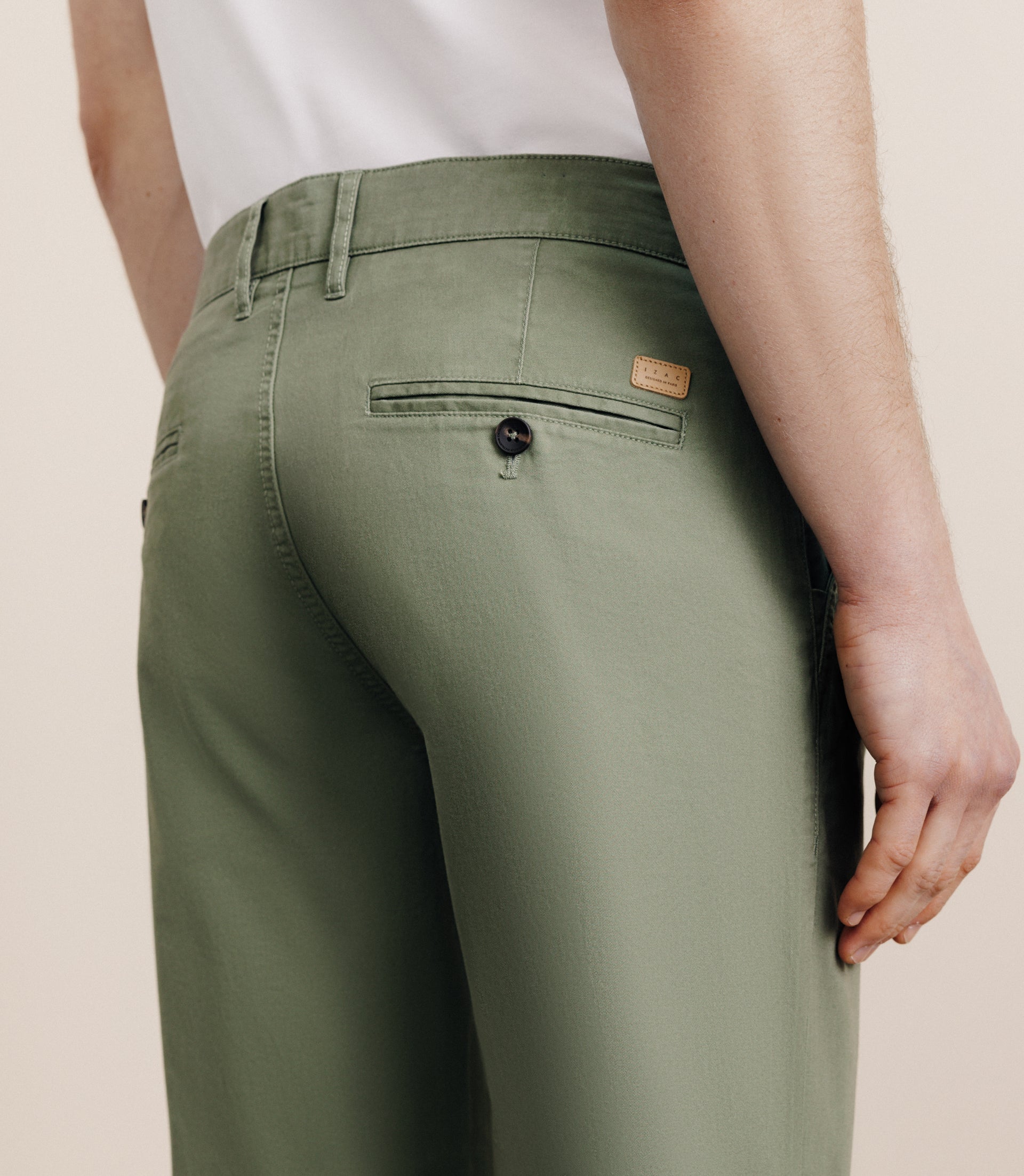 Khaki stretch cotton pants