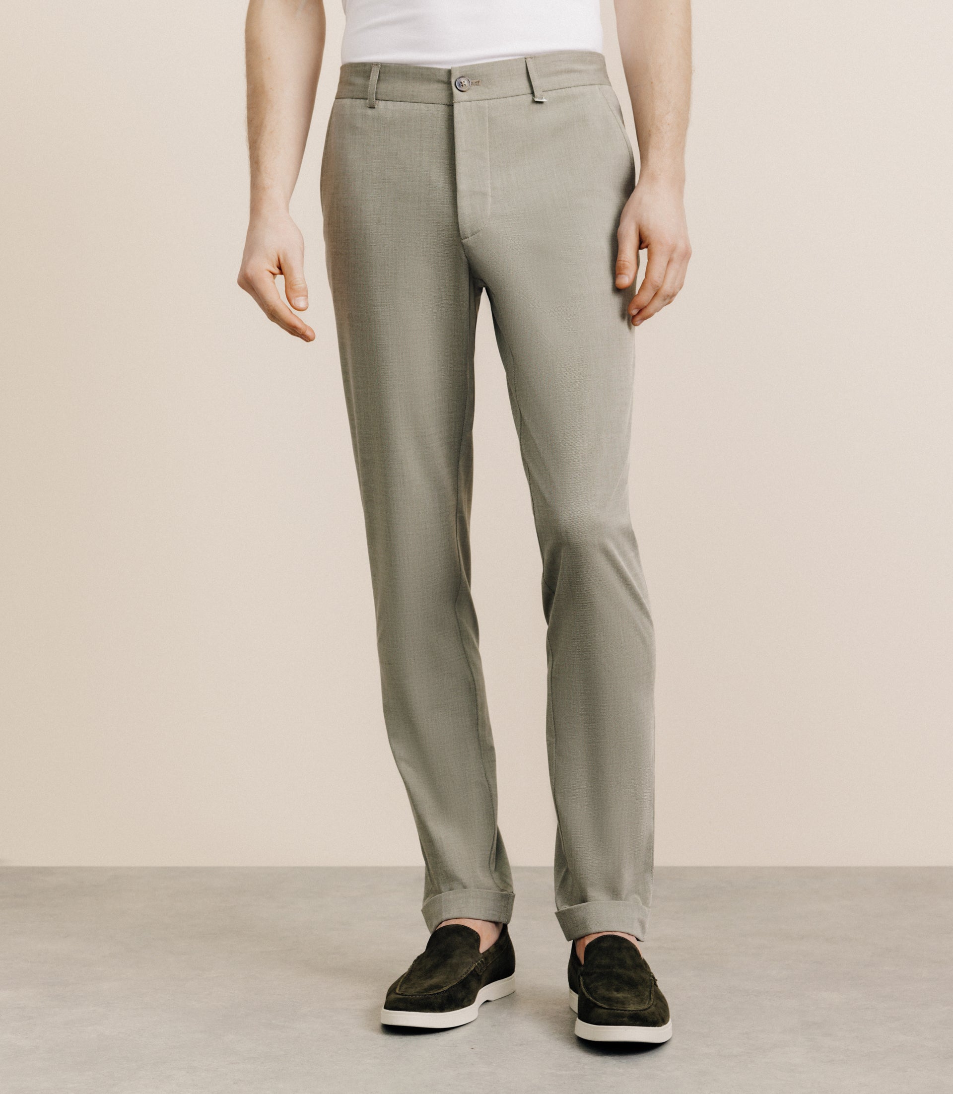 Khaki elasticated pants