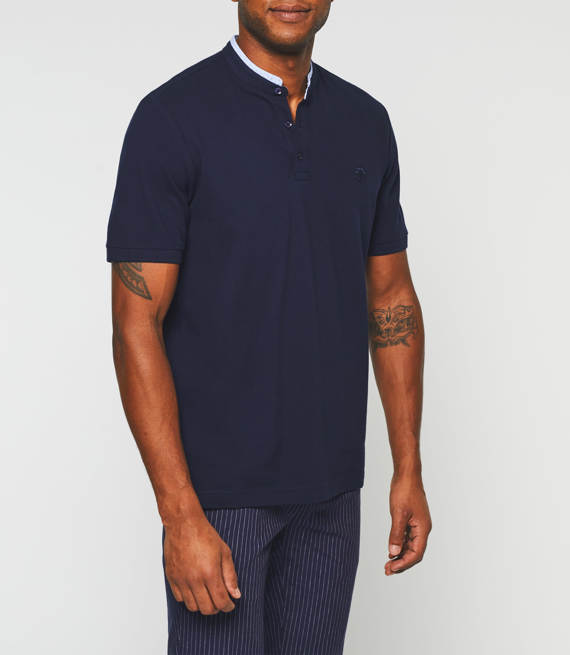 Gaspar" navy short sleeve polo