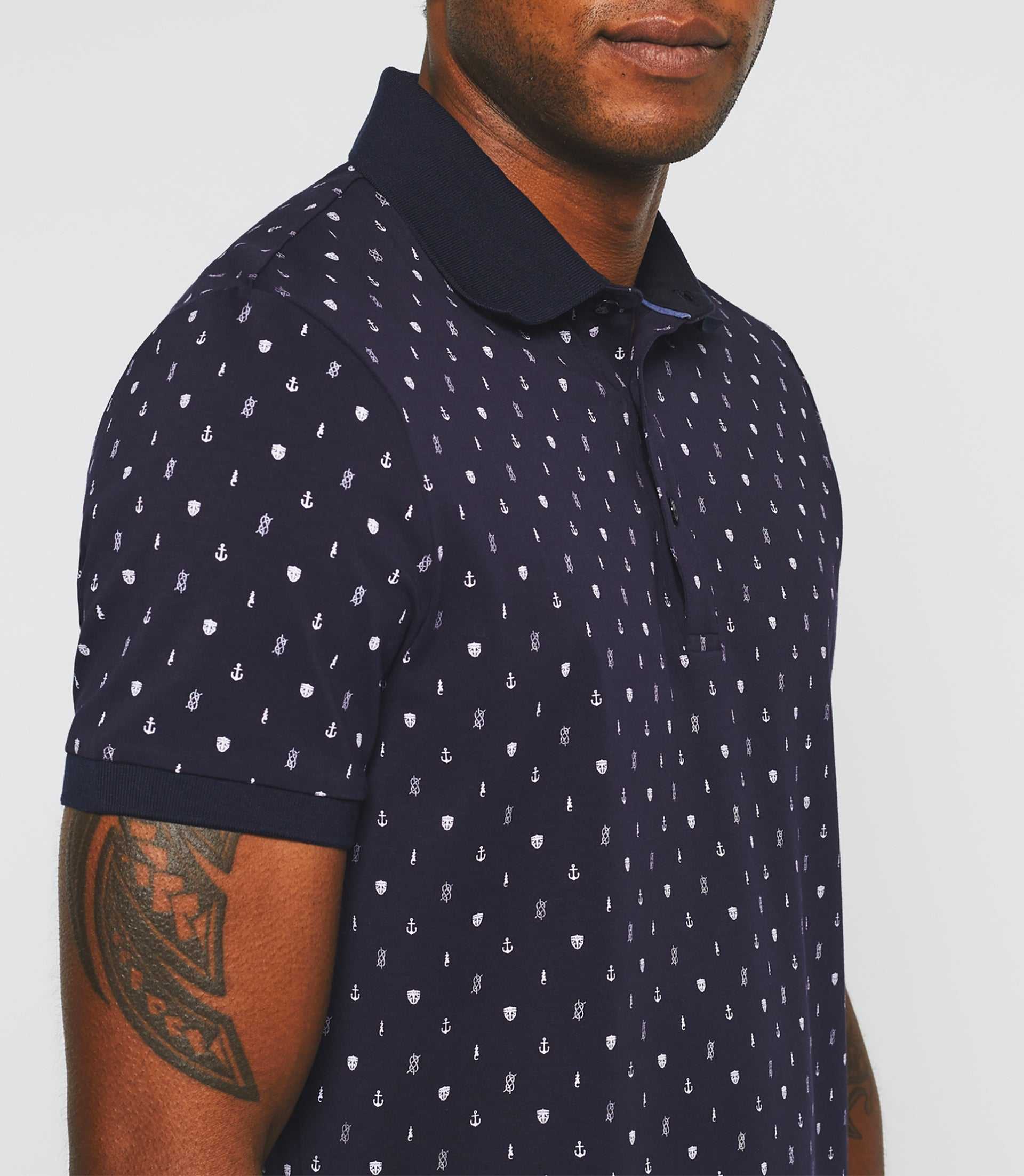 Glory" navy short sleeve polo