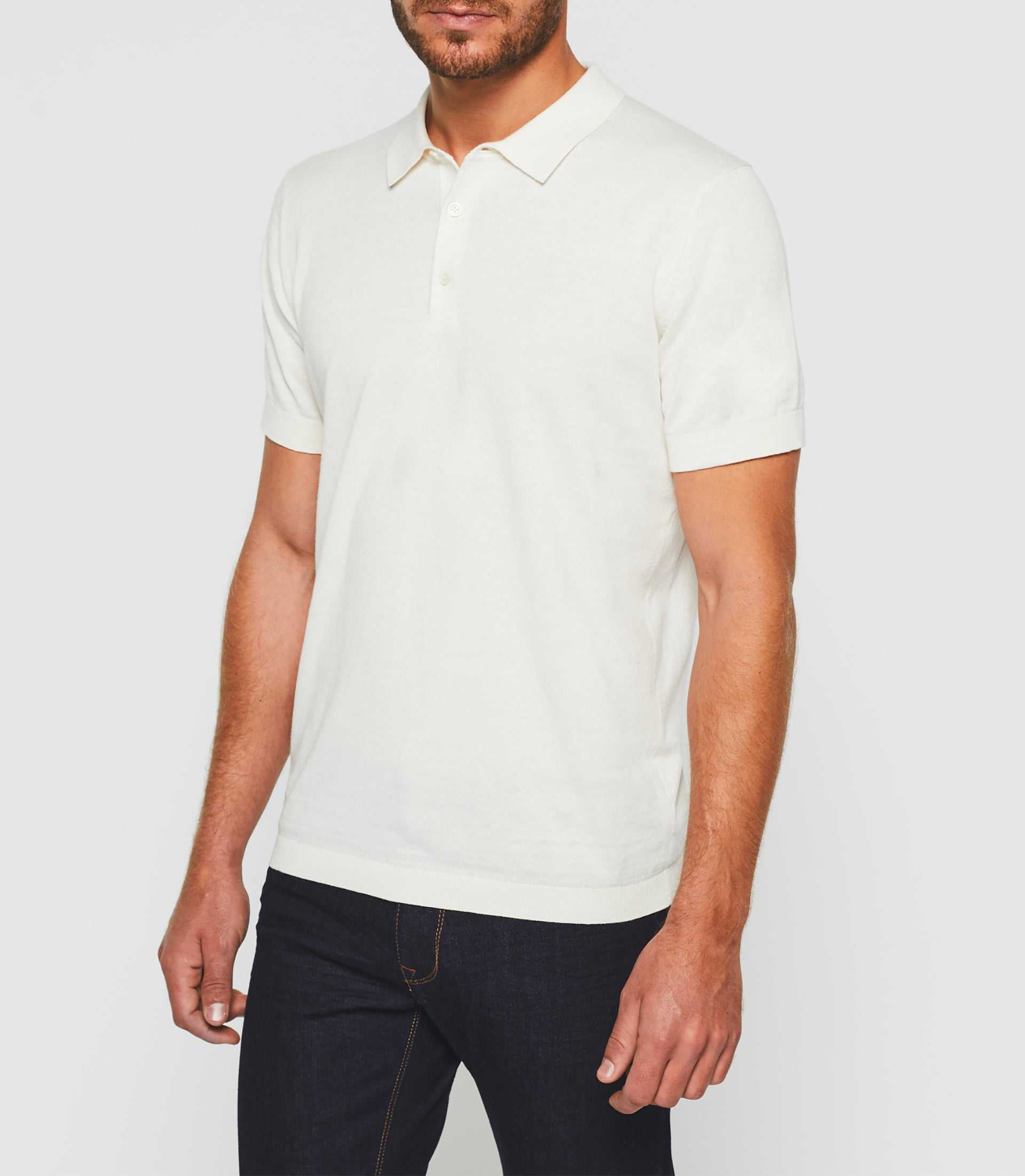 Greg" short sleeve polo shirt ecru