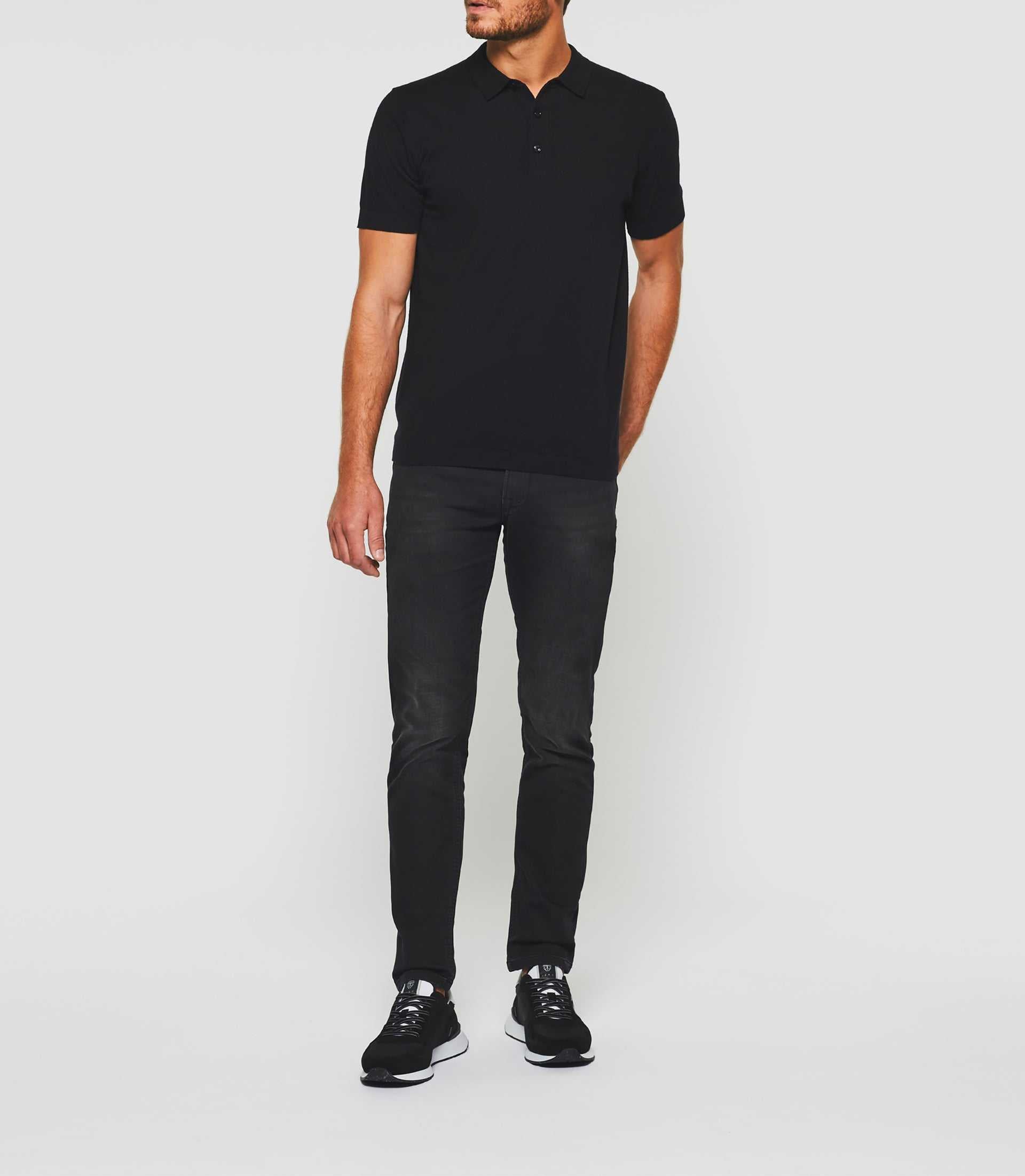 Greg" black short sleeve polo