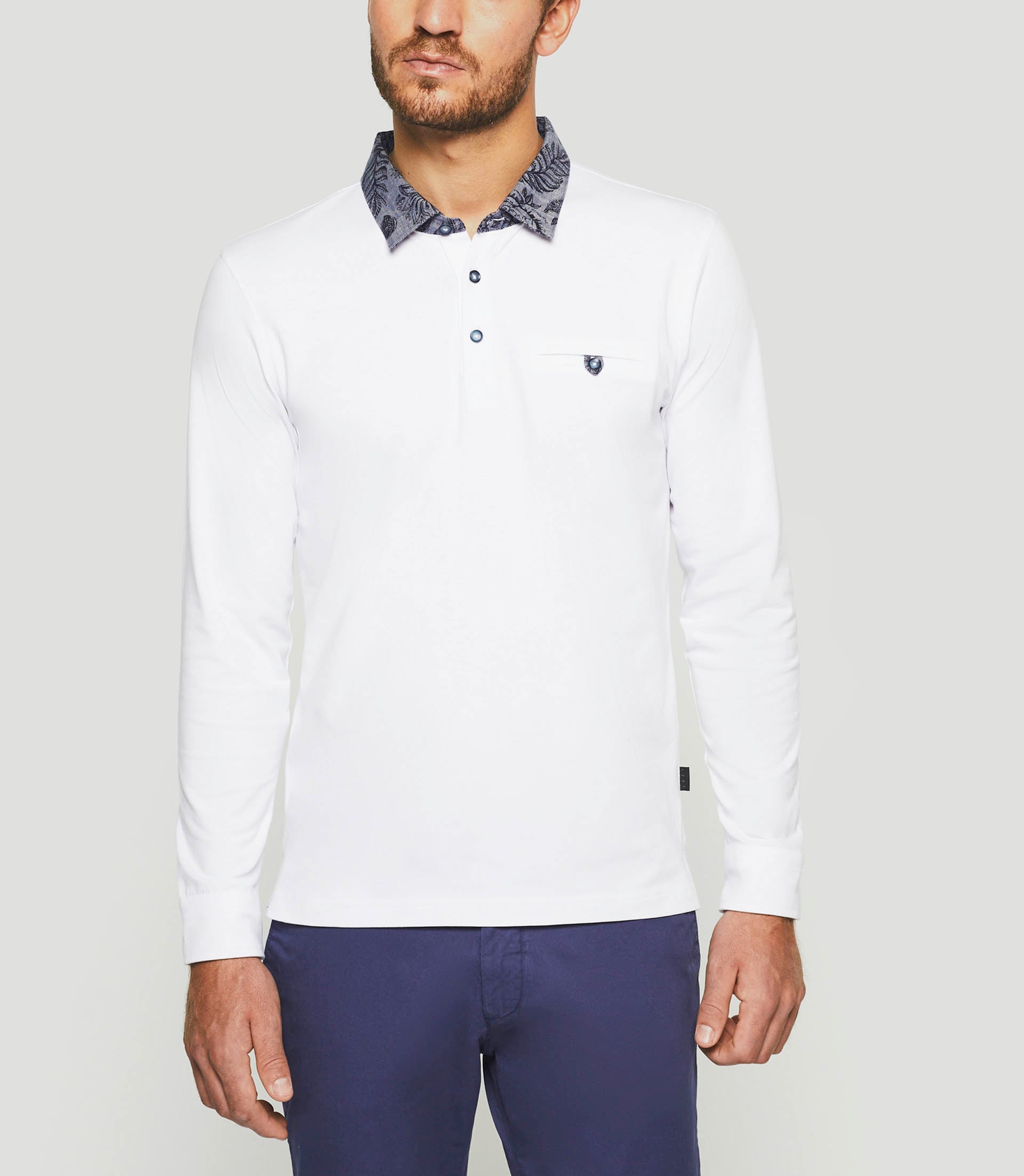 Guy" long sleeve polo white