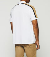 Plain polo shirt short sleeves white and camel GABIN