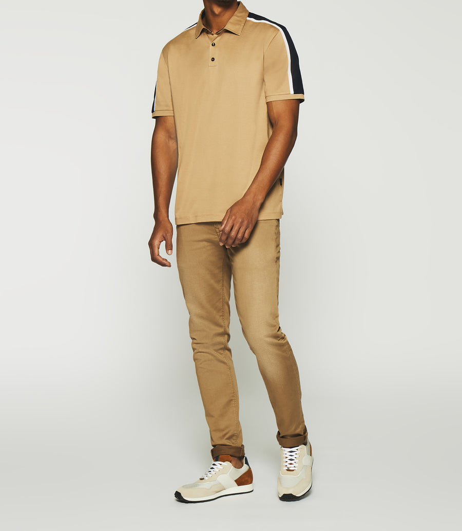 Plain polo short sleeves camel and navy GABIN