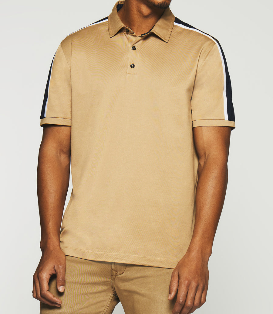 Plain polo short sleeves camel and navy GABIN