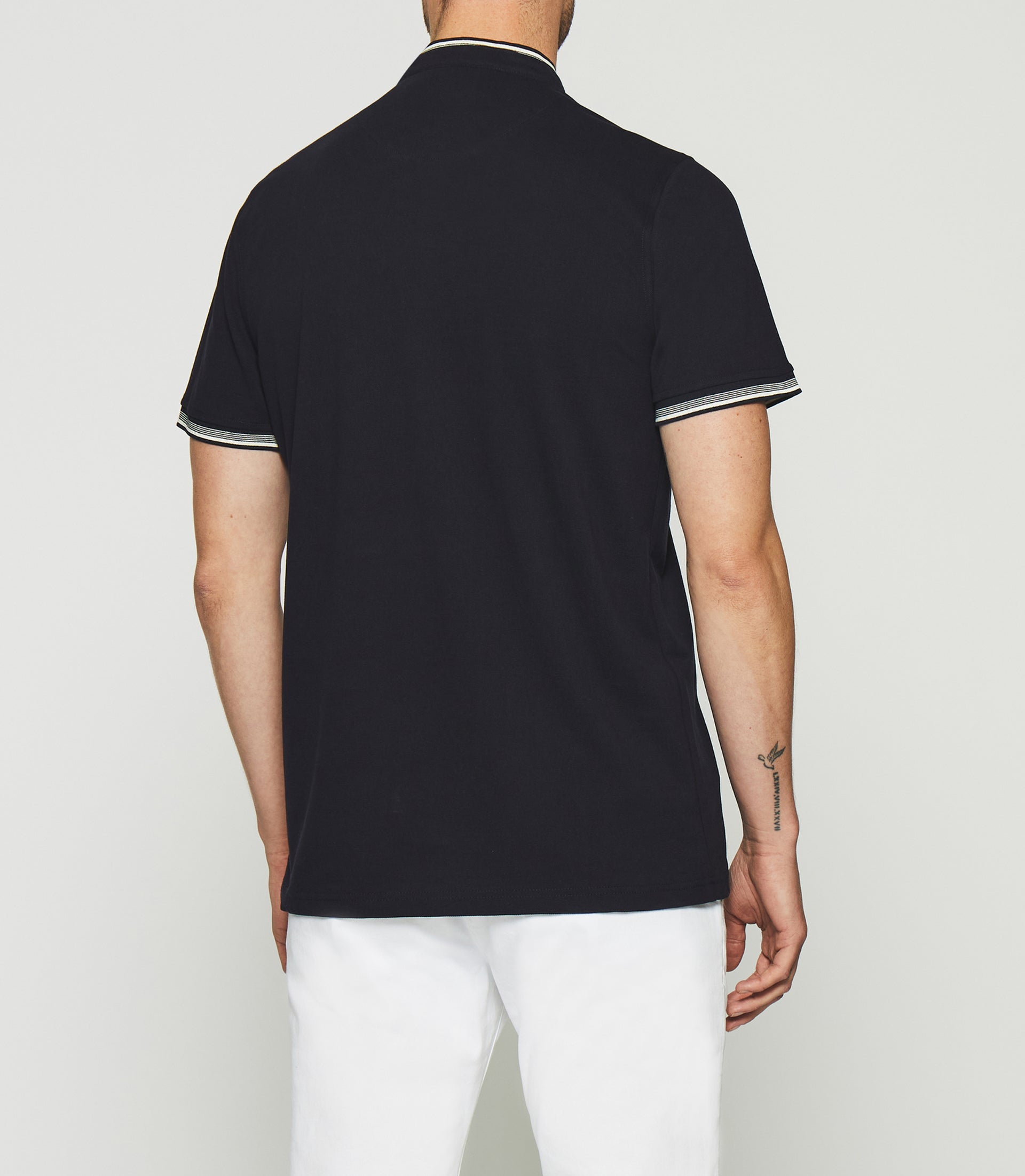 Plain polo shirt with mao collar navy GAEL