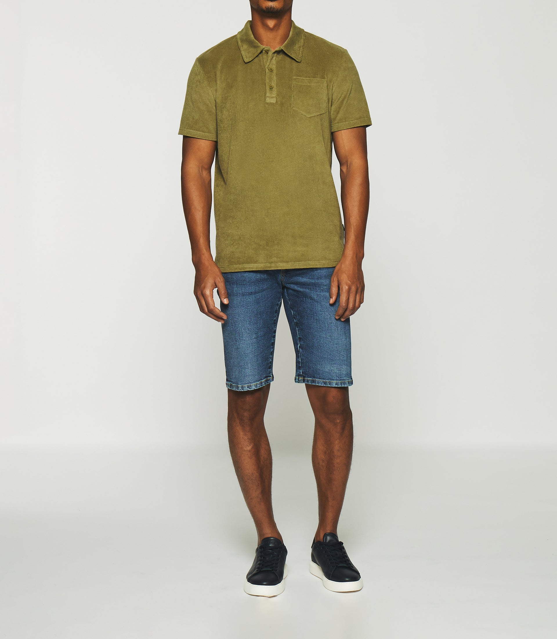 Plain terry cloth polo with khaki pocket GAI