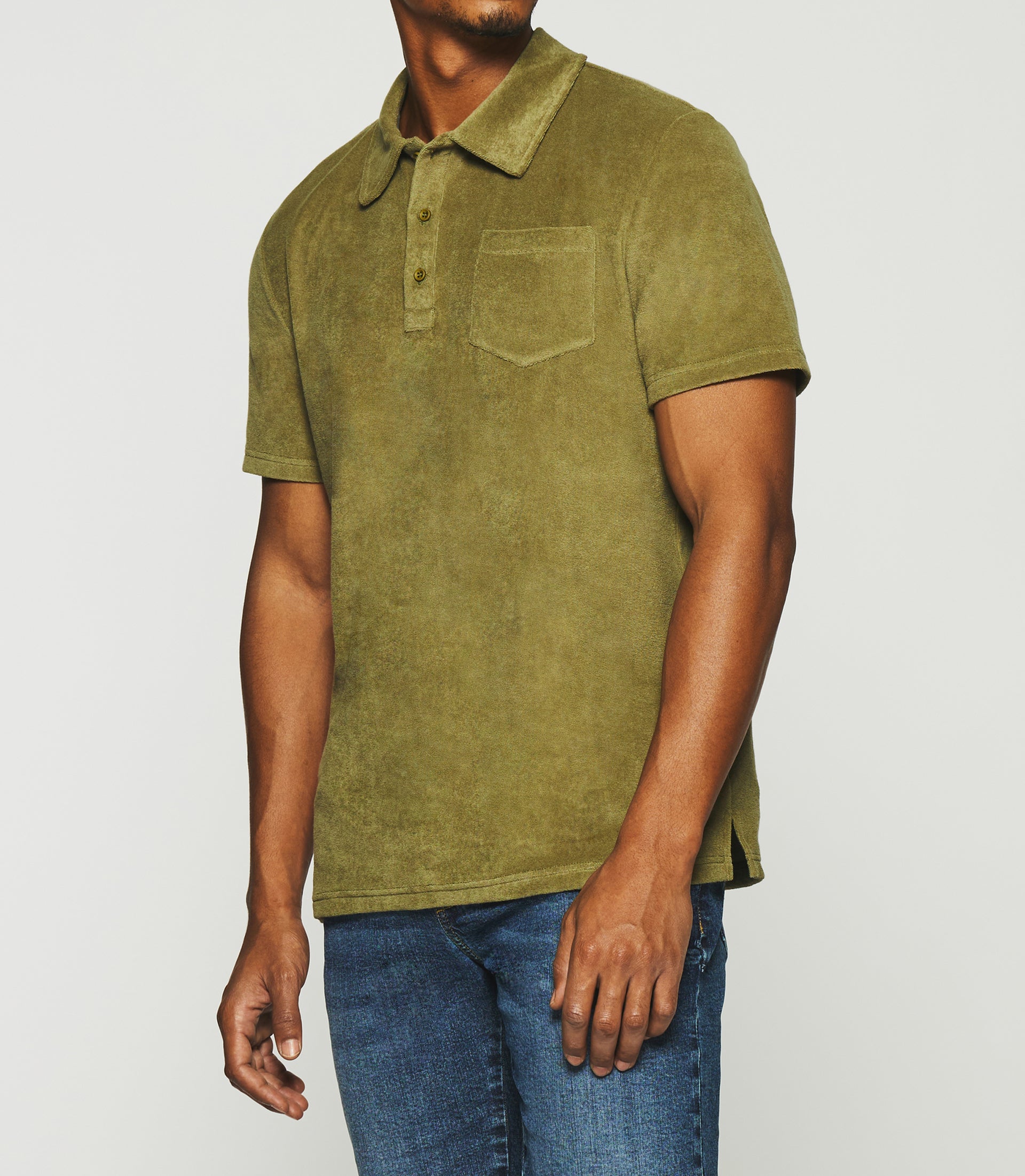 Plain terry cloth polo with khaki pocket GAI