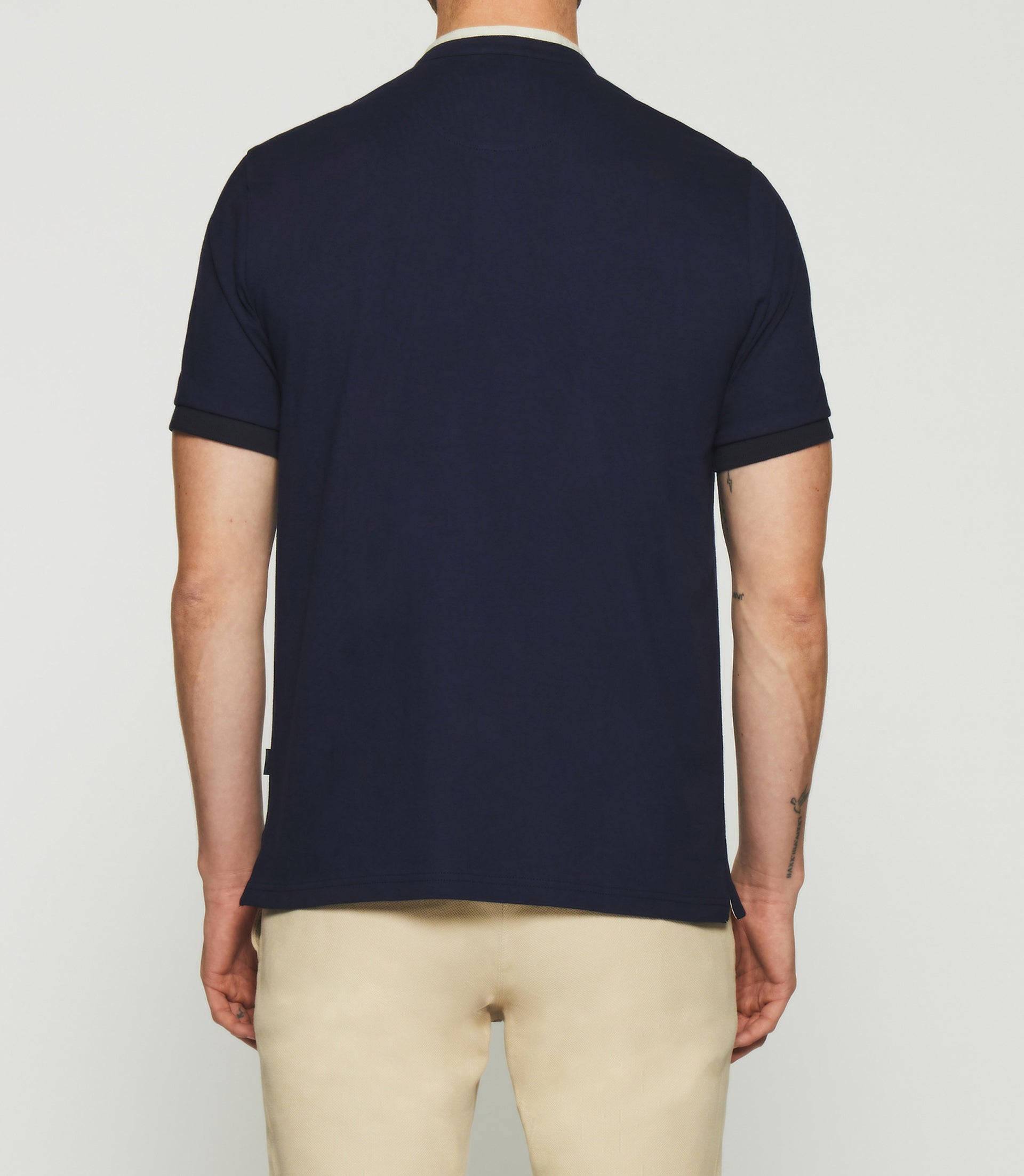 Plain polo shirt with navy mao collar GASPAR