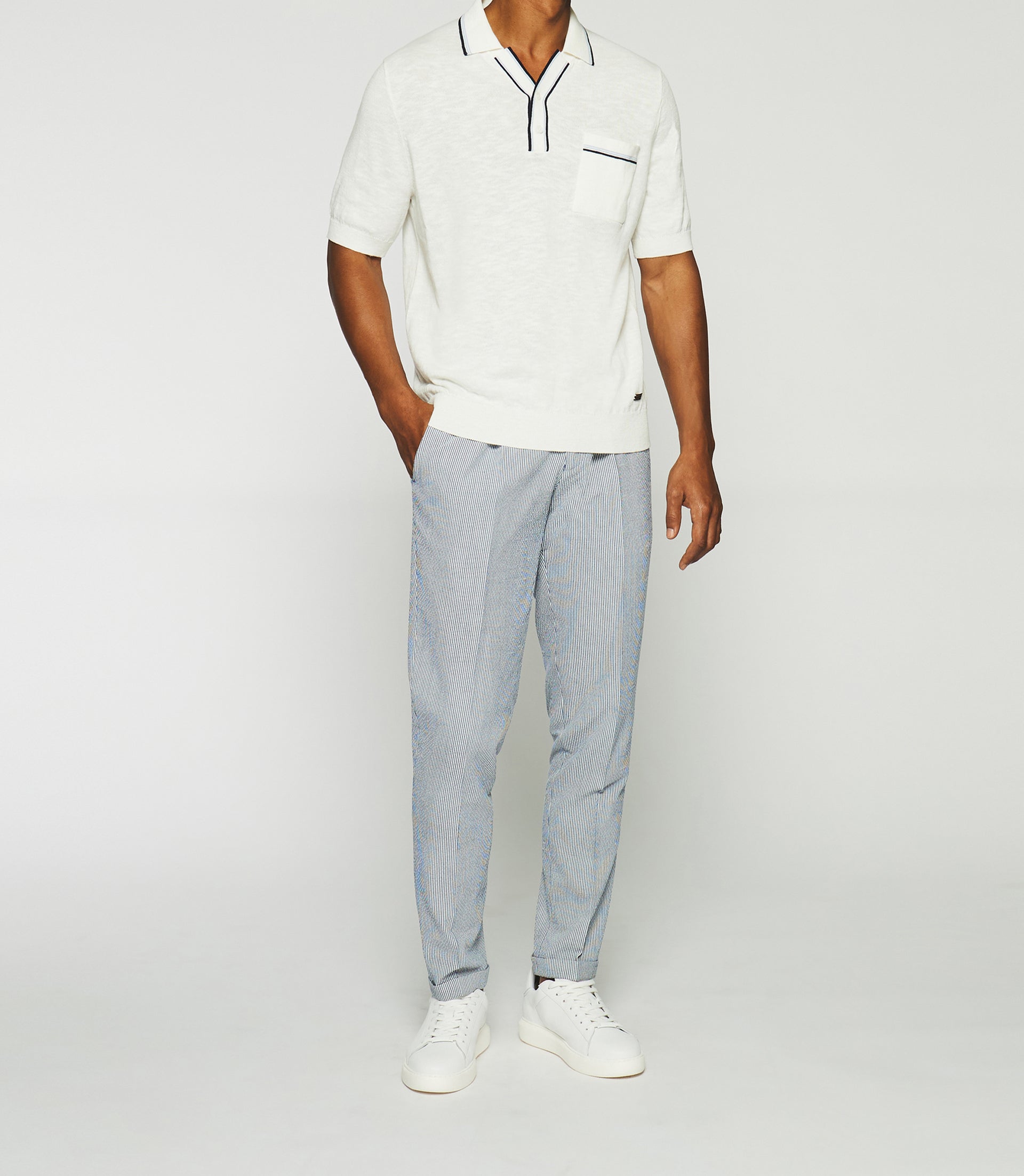 Plain polo with ecru pocket GASTON