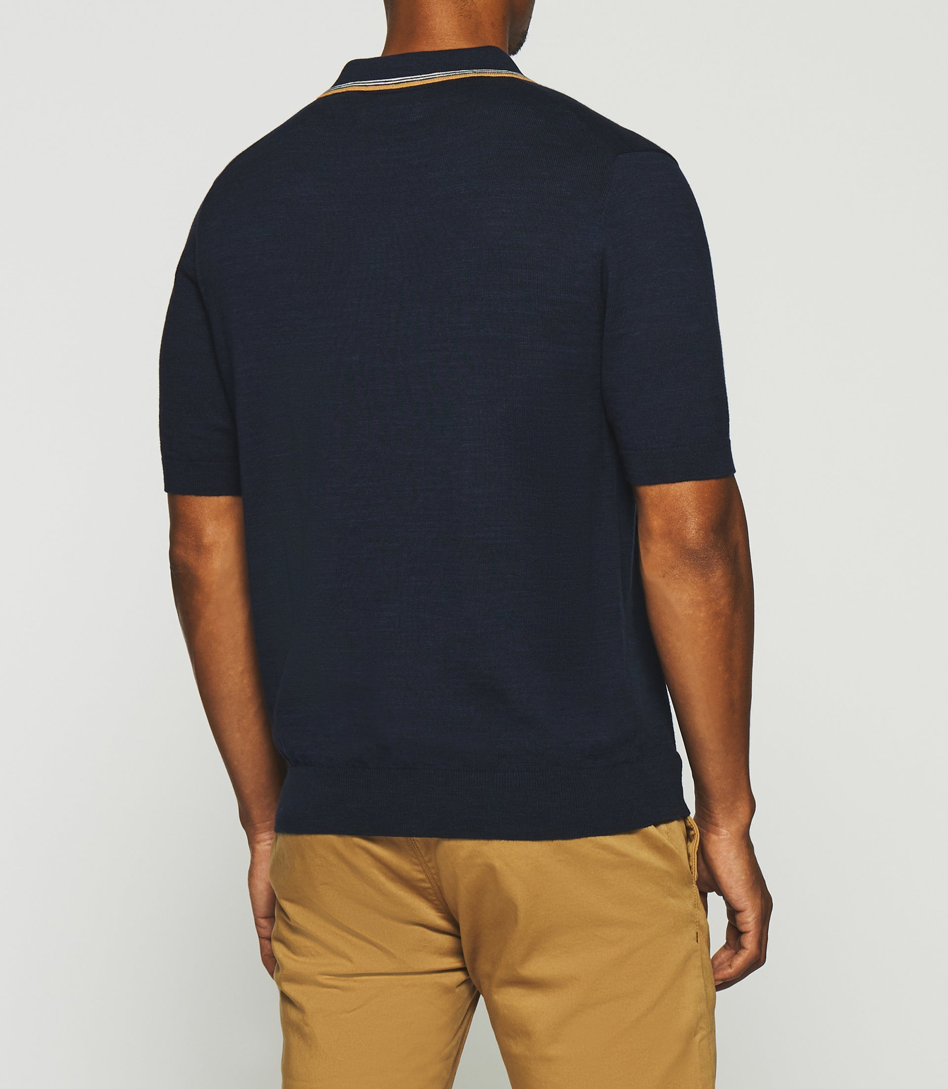 Plain polo shirt with navy mesh embroidery GASTON