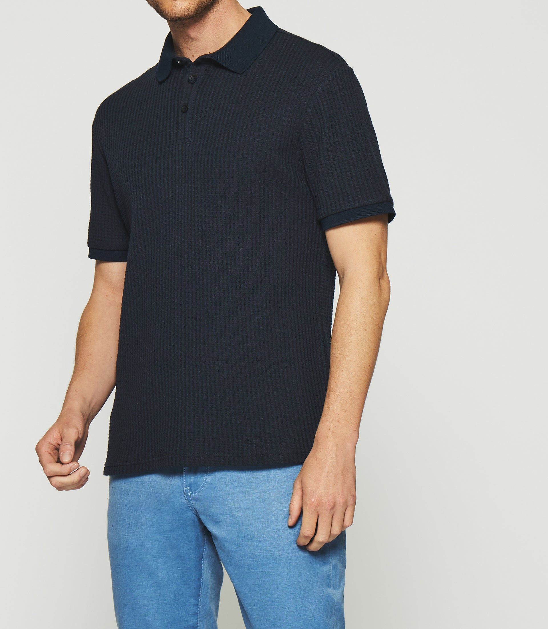 GEORGE plain polo shirt in navy knit