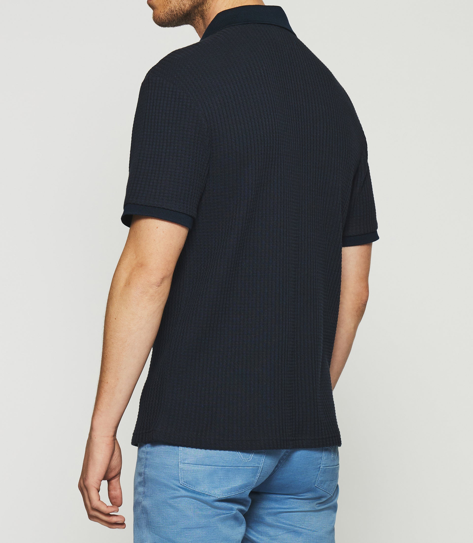 GEORGE plain polo shirt in navy knit