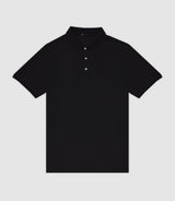 Black stung mesh polo shirt