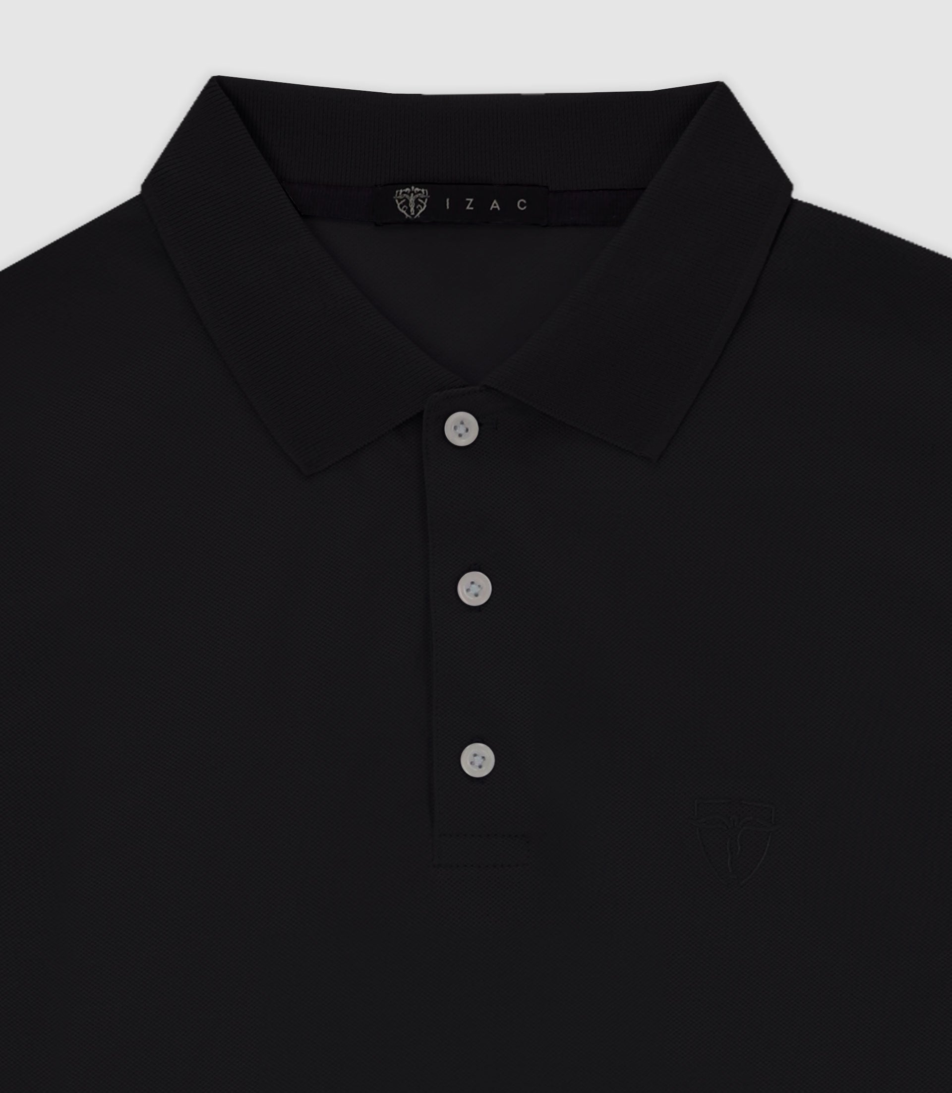 Black stung mesh polo shirt