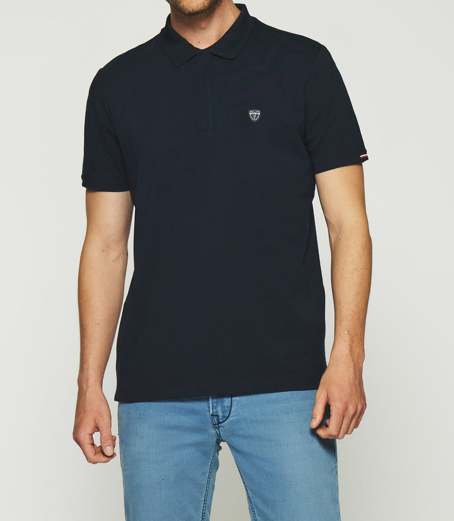 GREGORY plain polo shirt, short sleeves, navy