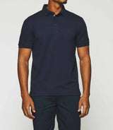 GREGOR plain polo shirt, short sleeves, navy