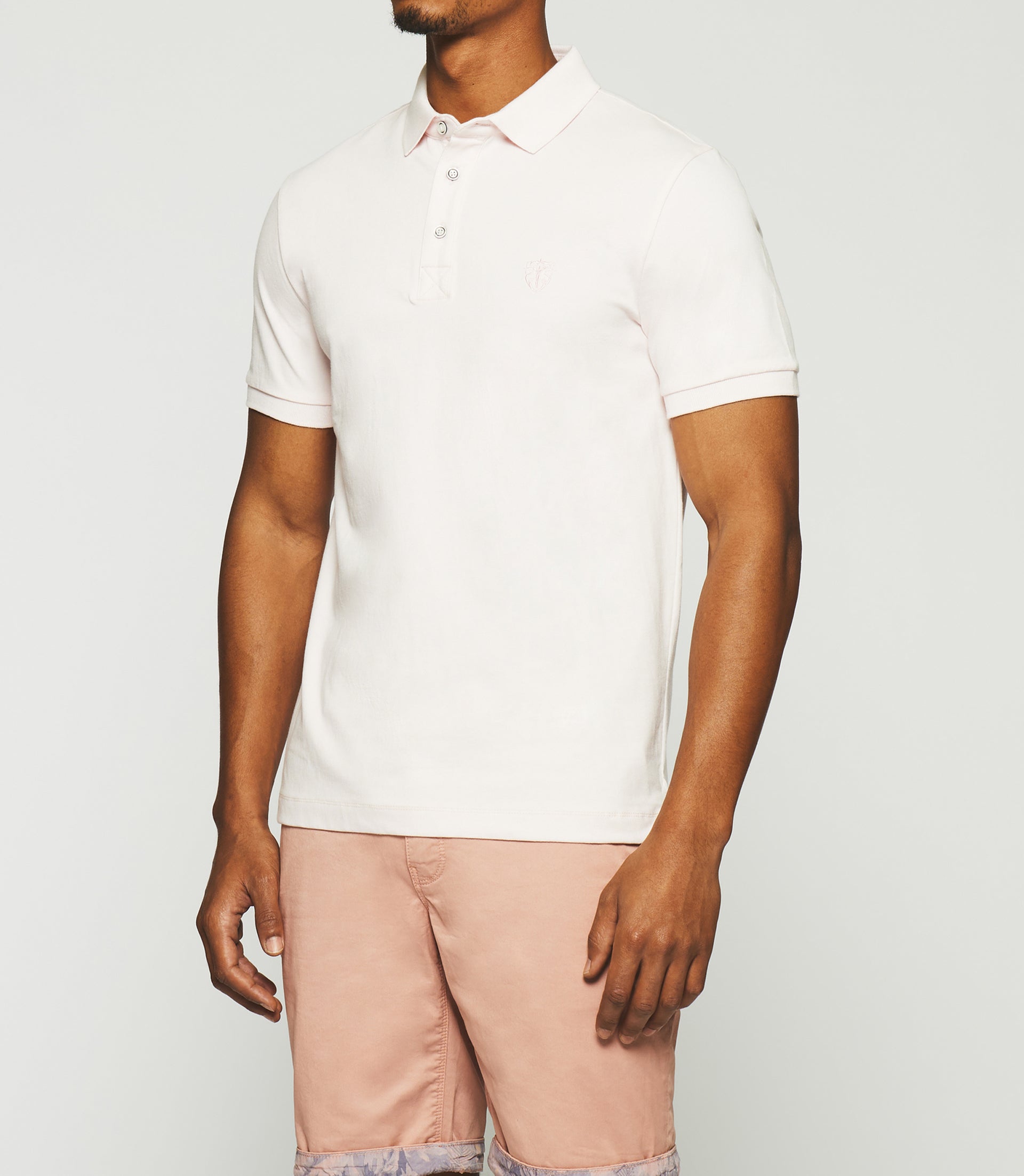 Polo plain pink with short sleeves Gregor