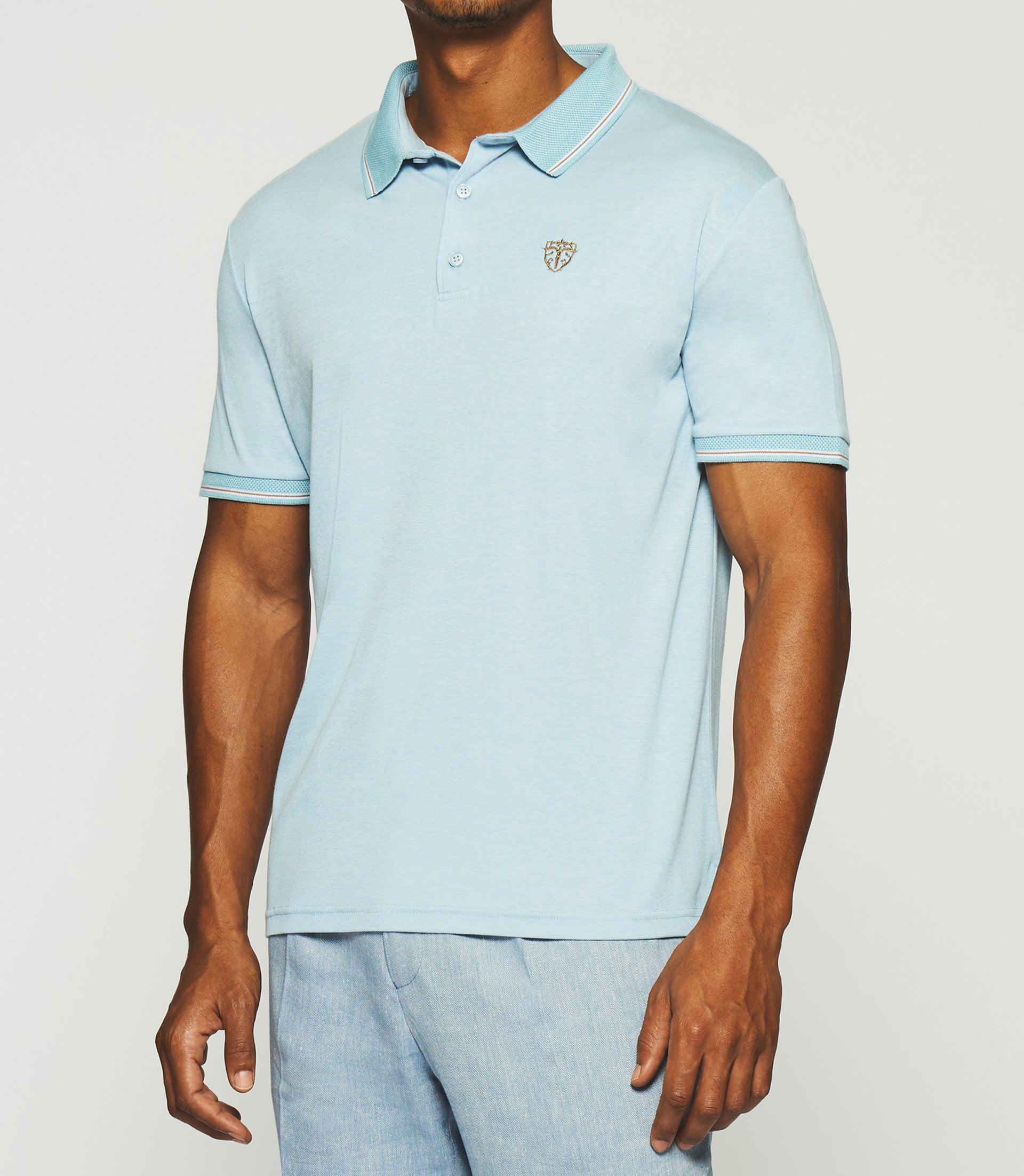 Polo shirt with sky blue embroidery GUYOT