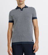 Marine jacquard polo shirt