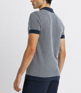 Marine Jacquard Polo -Hemd