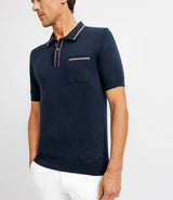 Polo shirt plain knit navy