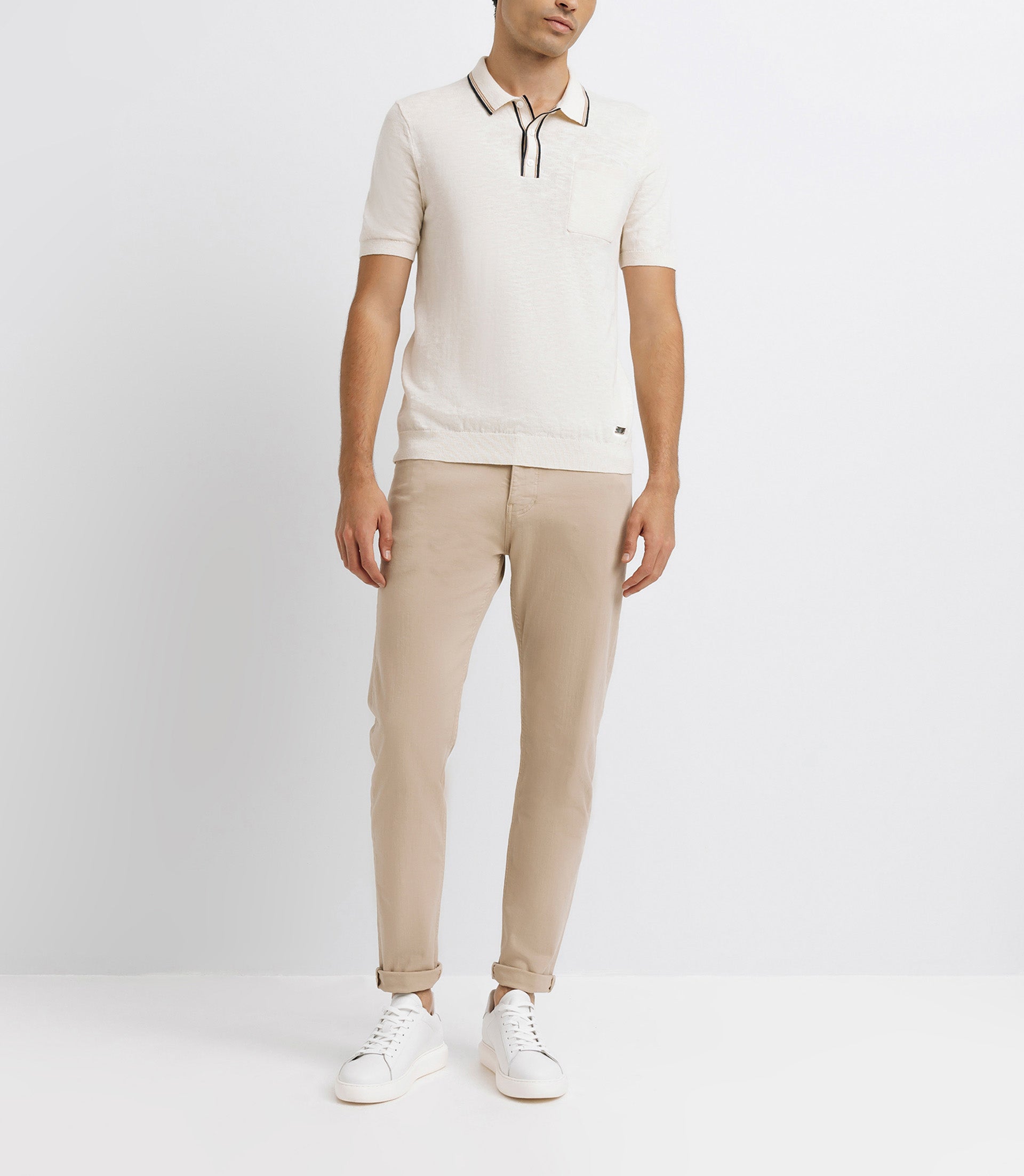 Plain knit polo ecru