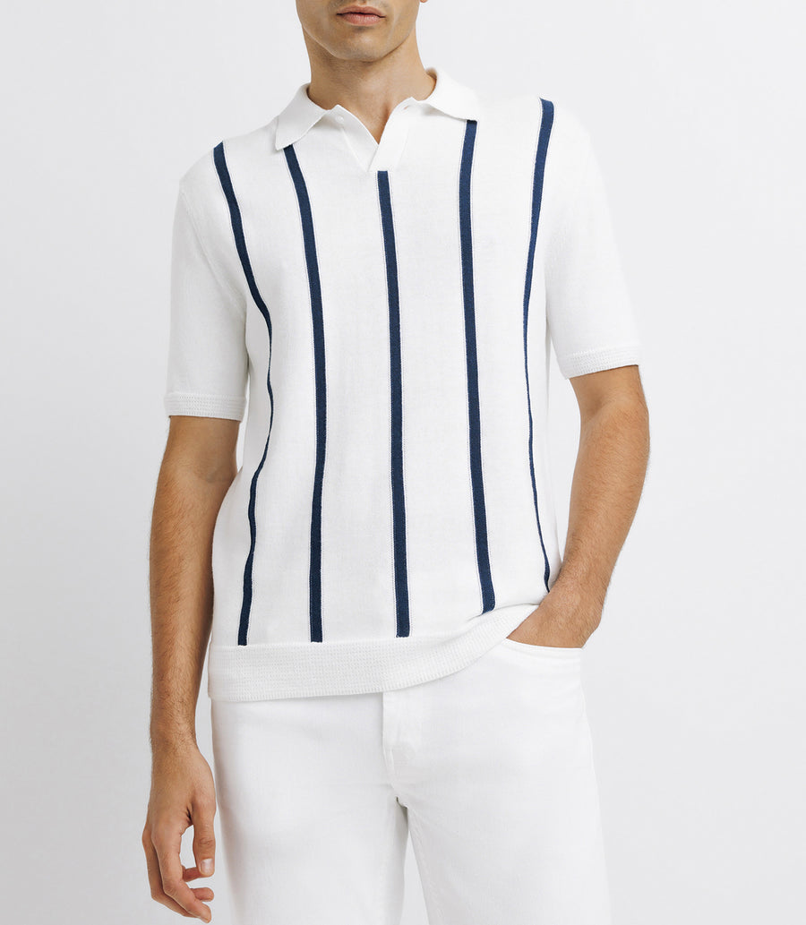 Polo shirt raye maille BLANC