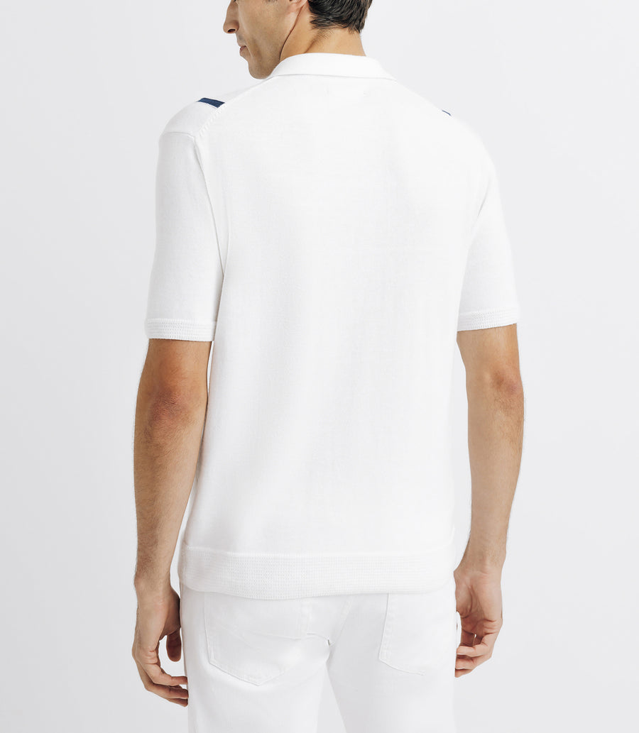 Polo shirt raye maille BLANC