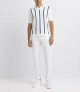 White striped polo shirt