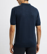 Polo shirt stripe mesh MARINE-ECRU