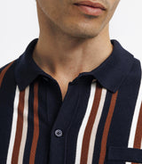 Polo shirt striped mesh MARINE