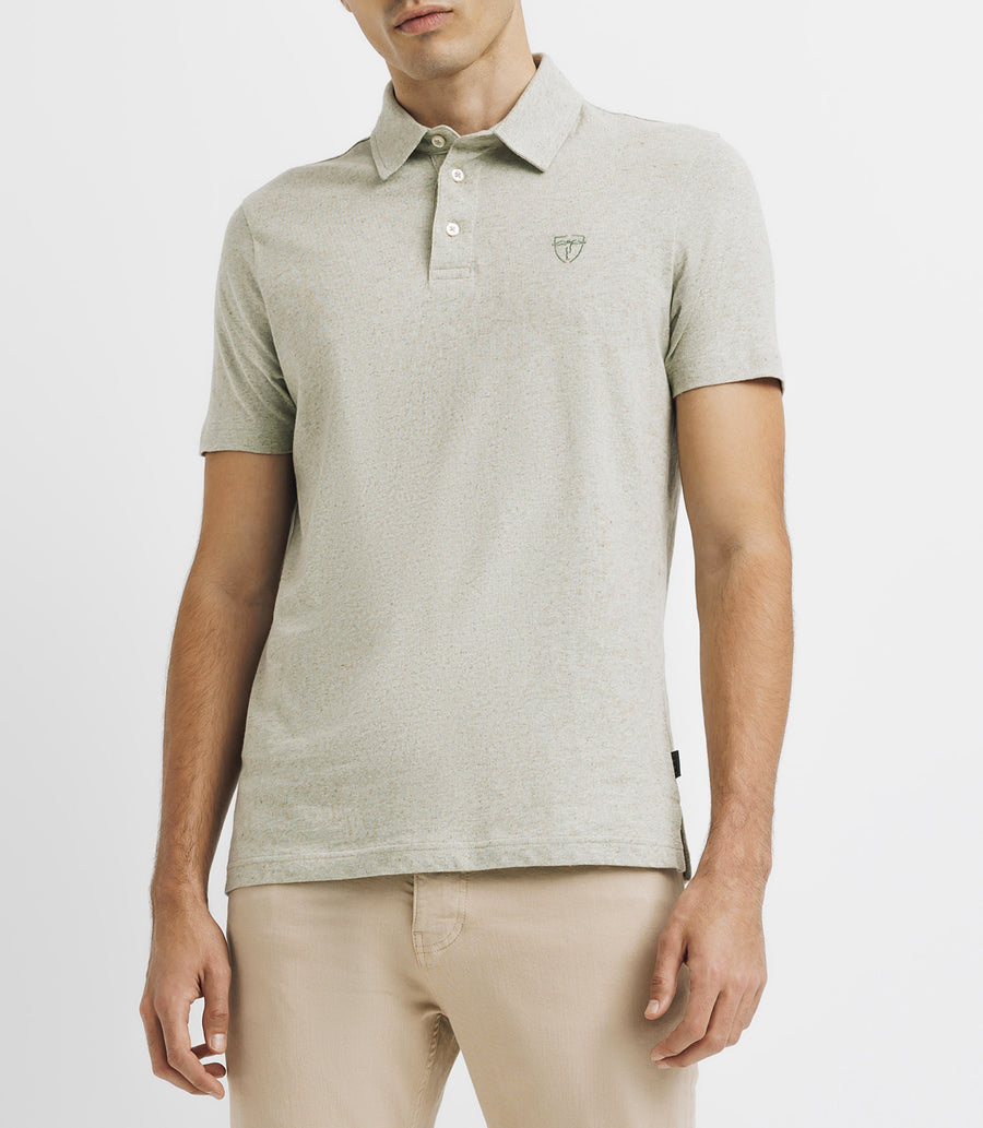 Polo shirt basic linen LIGHT-GREEN