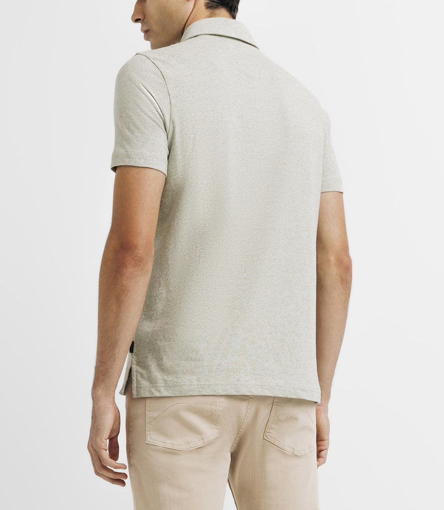 Polo shirt basic linen LIGHT-GREEN