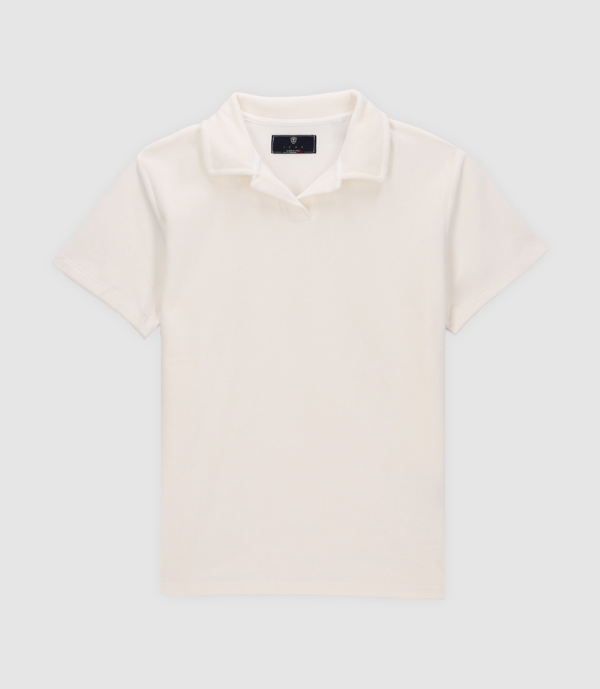 Ecru open collar sponge polo shirt