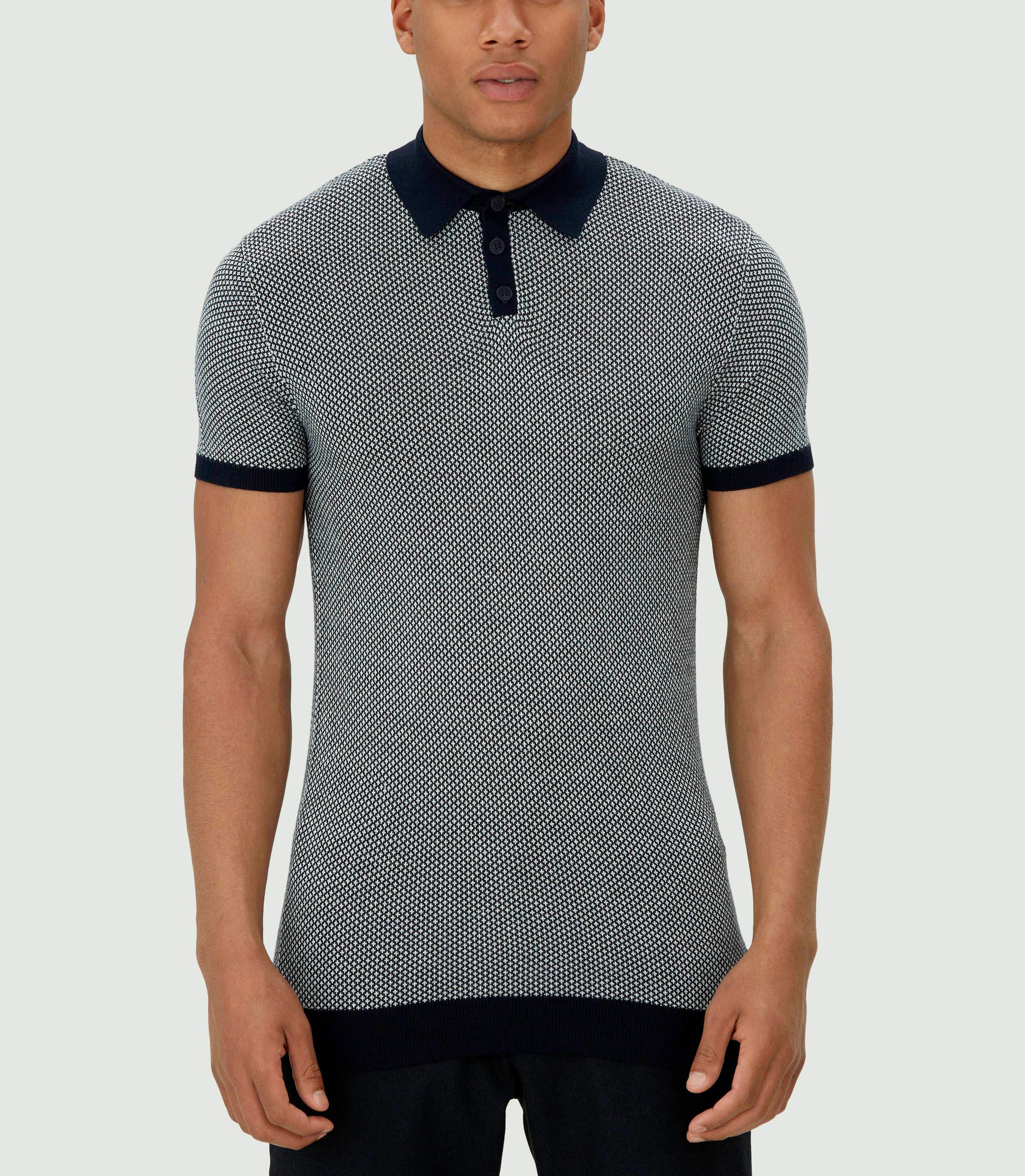 Charlie" navy short sleeve polo