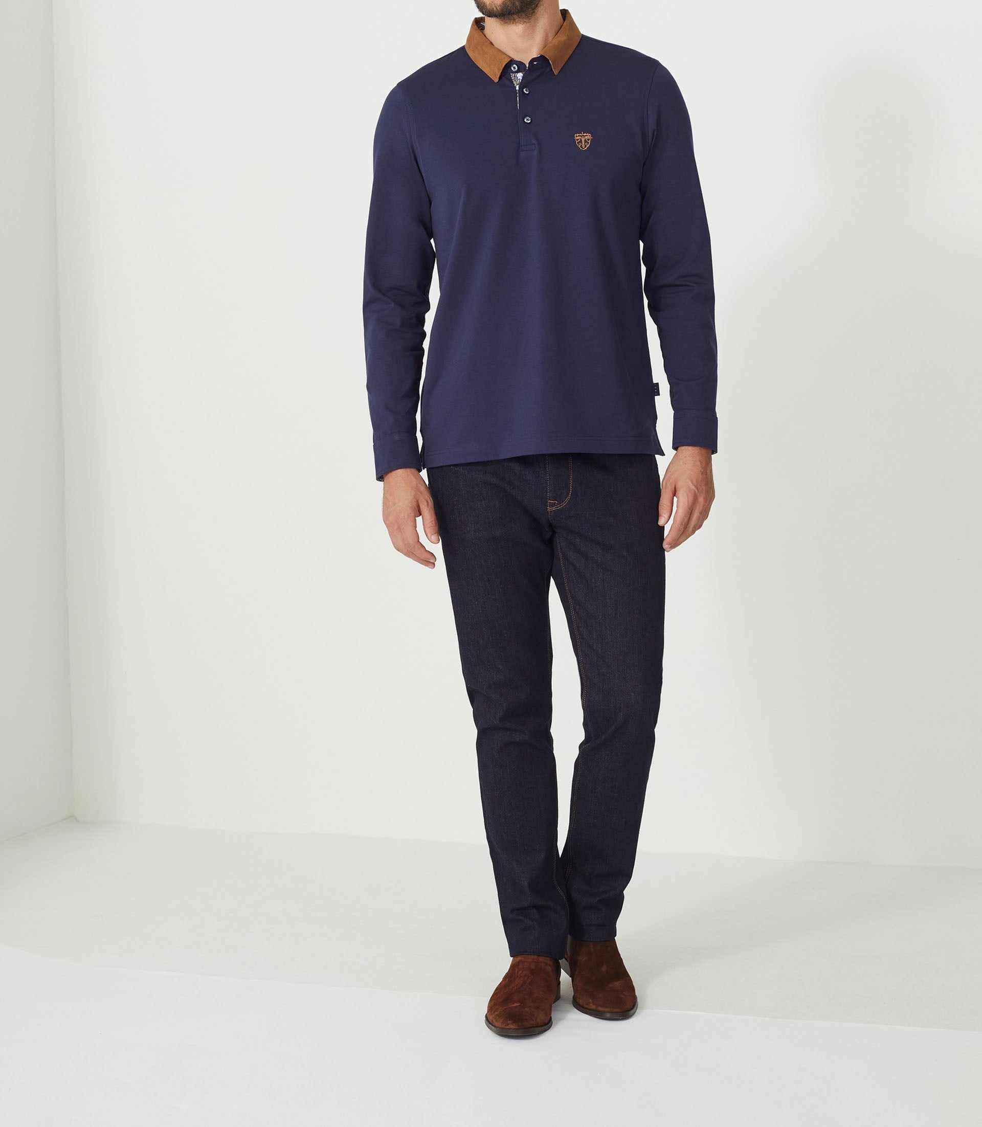 Dali" navy long sleeve polo