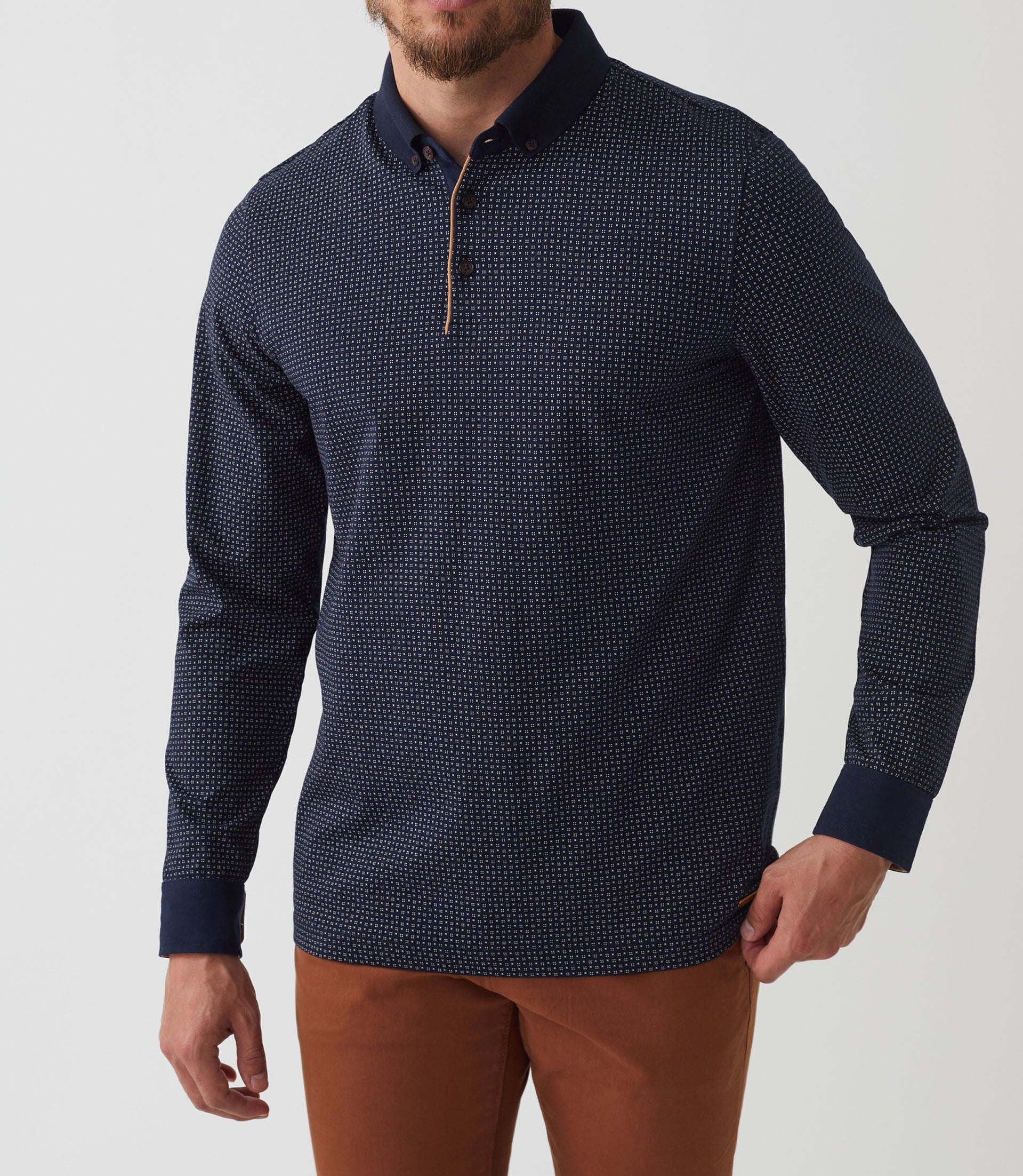 Daniel" navy long sleeve polo