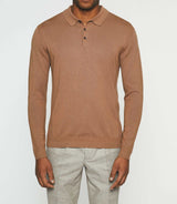 Polo en maille manches longues camel NEIL - IZAC